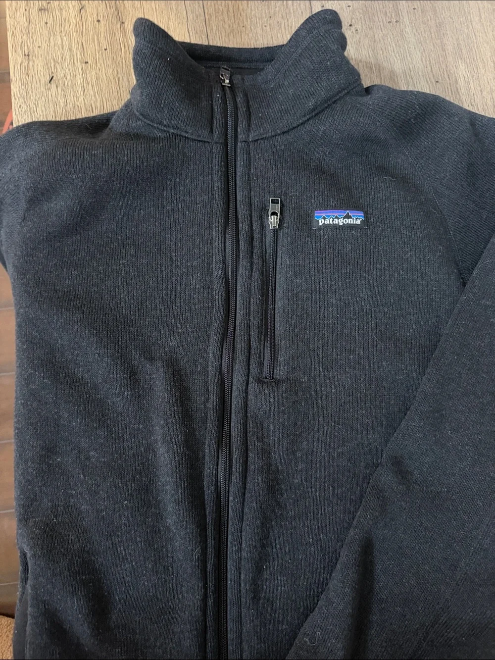 Patagonia Black Full-Zip Fleece Jacket with Chest Logo